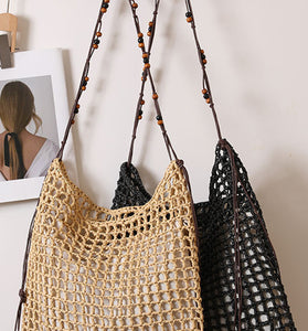 Crochet Shoulder Bag with Beaded Detail