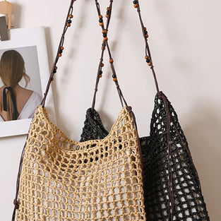 Crochet Shoulder Bag with Beaded Detail
