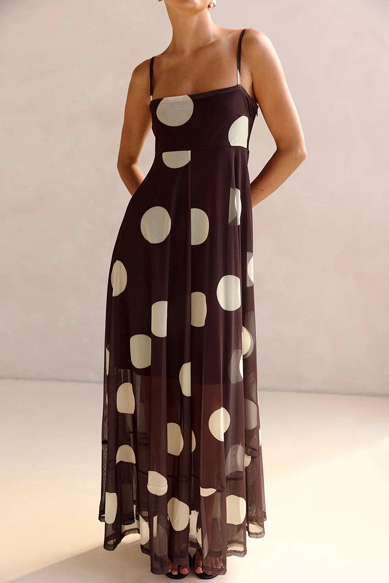 Polka Dot Sleeveless Maxi Dress