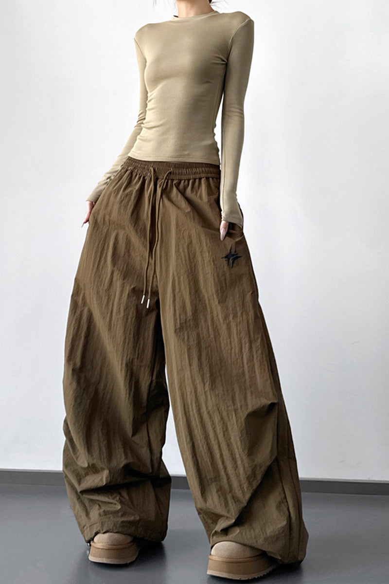 Wide-Leg High Waist Casual Pants