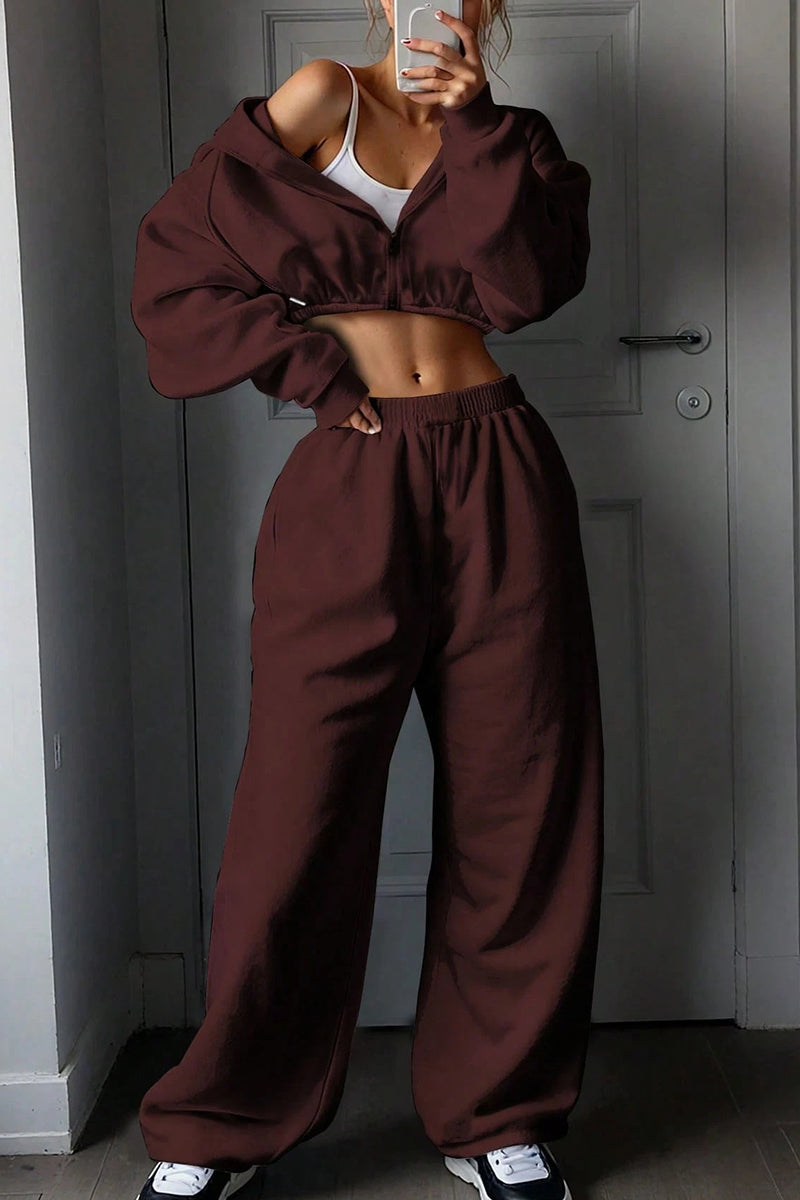 Cozy Cropped Hoodie and Sweatpants Set