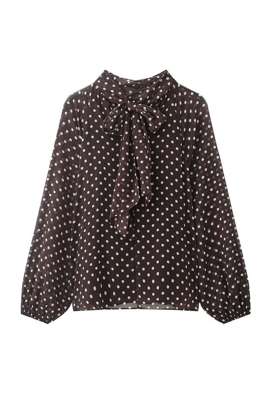 Polka Dot Bow Tie Blouse