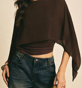 Elegant Cape Sleeve Top