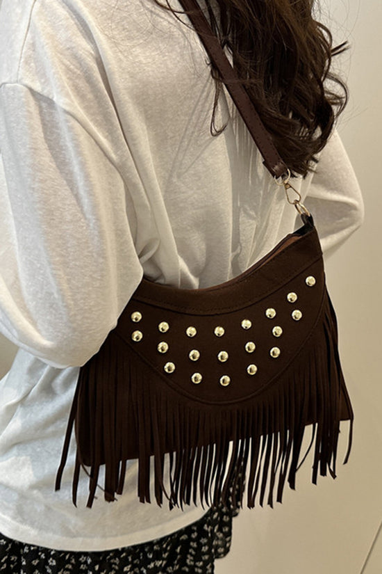 Fringe Studded Shoulder Bag