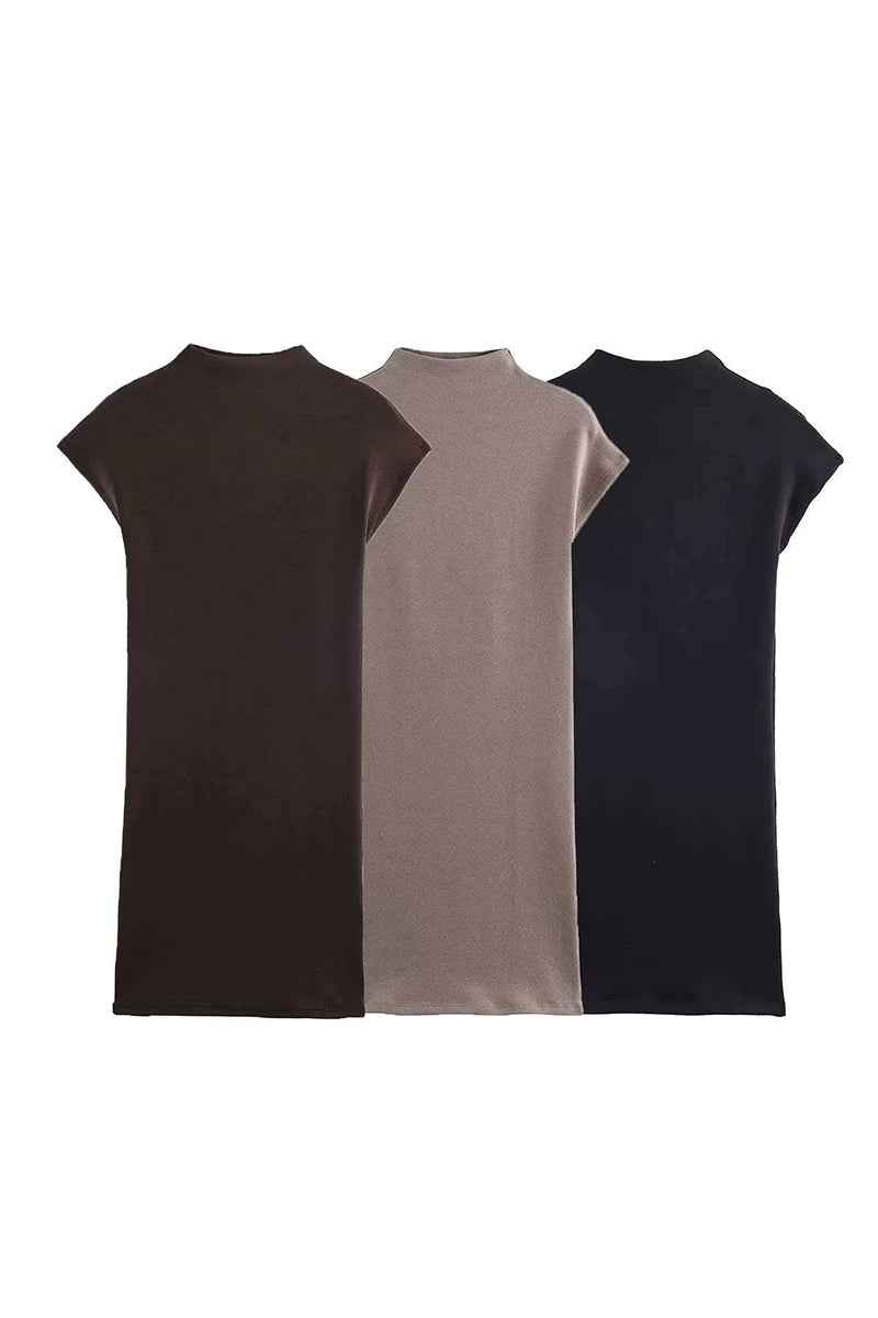 Sleek High-Neck Sleeveless Bodycon Dress