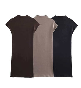 Sleek High-Neck Sleeveless Bodycon Dress