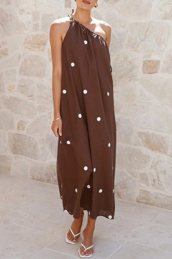 Polka Dot Halter Maxi Dress