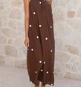 Polka Dot Halter Maxi Dress