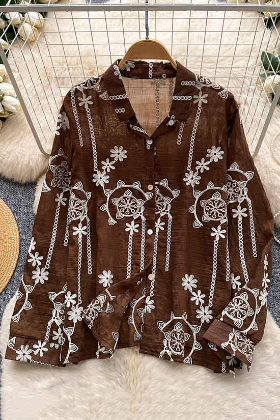Floral Detail Long Sleeve Blouse