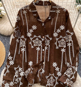 Floral Detail Long Sleeve Blouse