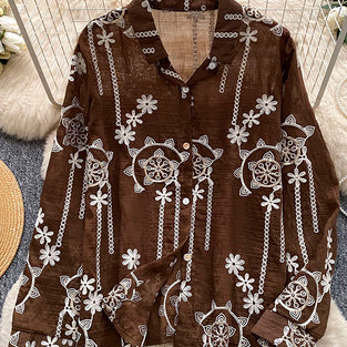 Floral Detail Long Sleeve Blouse