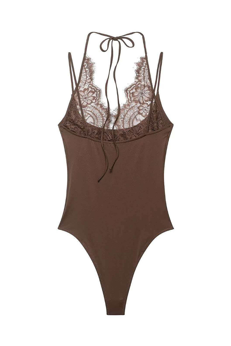 Elegant Lace Backless Bodysuit