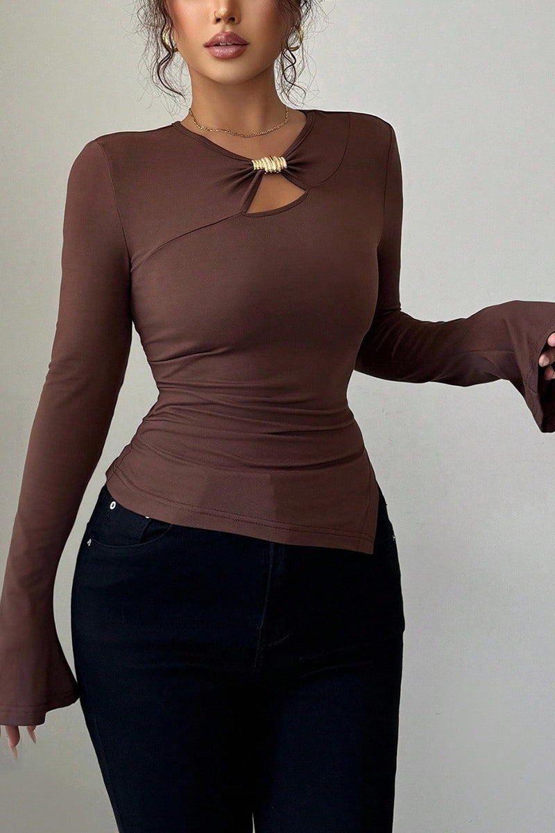 Elegant Twist Detail Long Sleeve Top
