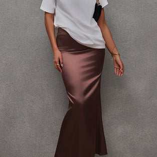 Mermaid-Style High-Waist Midi Skirt