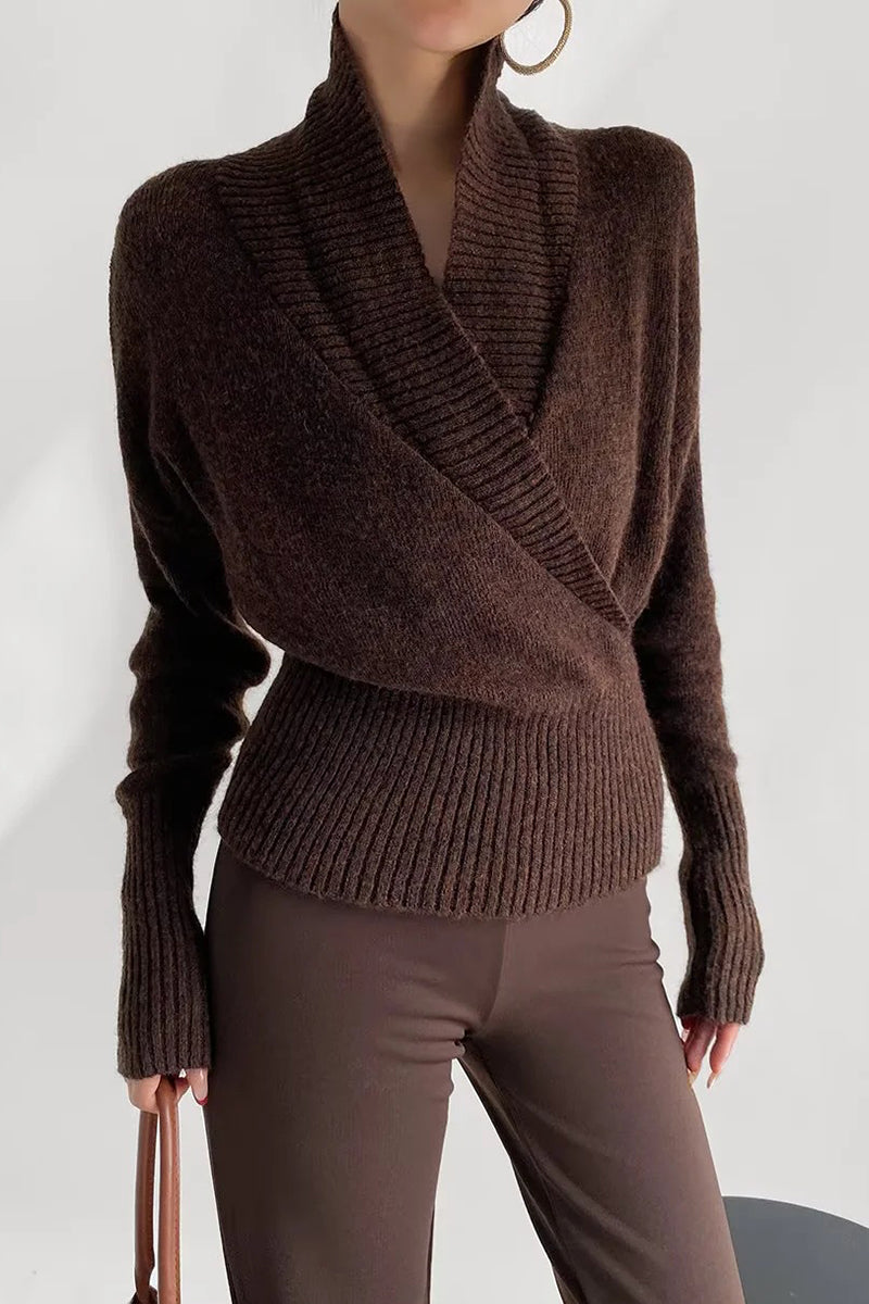 Elegant Wrap V-Neck Sweater