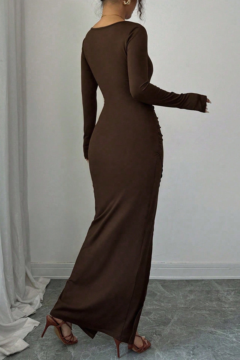 Elegant Long Sleeve Casual Maxi Dress