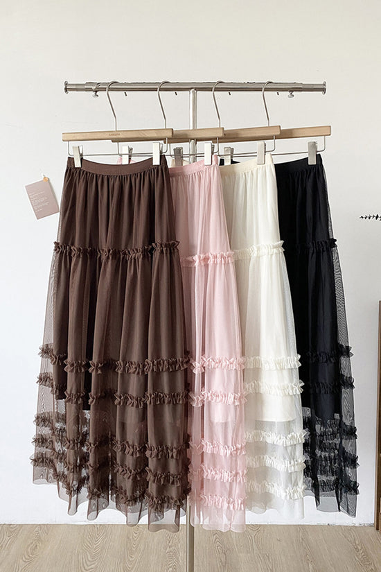 Tiered Midi Skirt with Delicate Ruffles