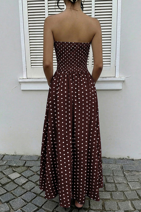 Polka Dot Strapless Maxi Dress