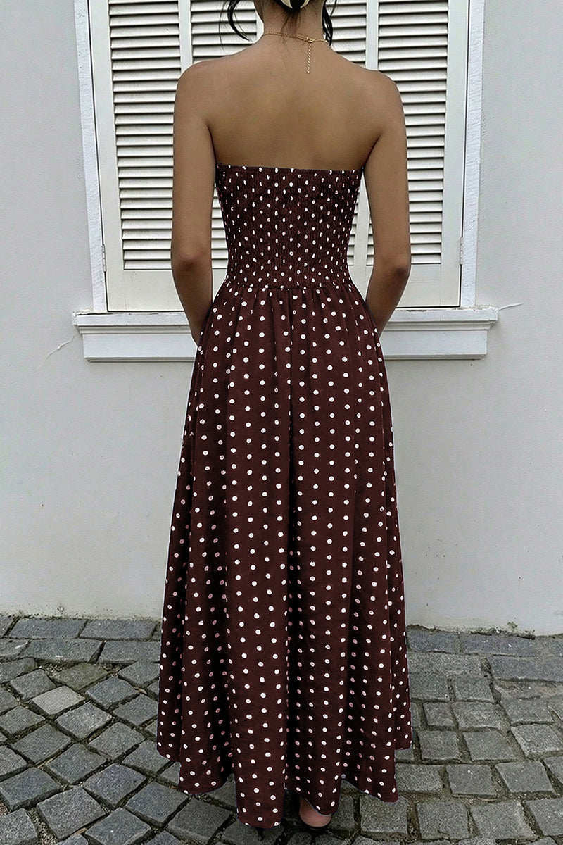 Polka Dot Strapless Maxi Dress