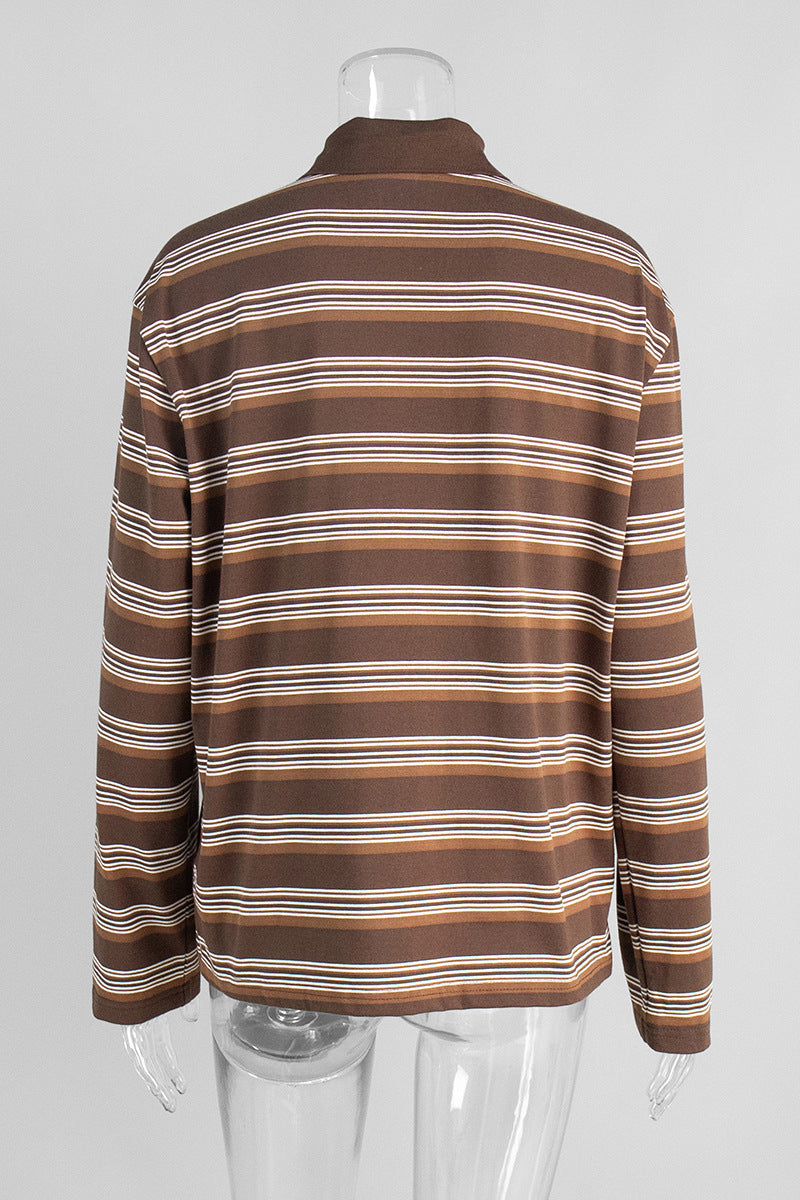 Striped Collared Long Sleeve Shirt