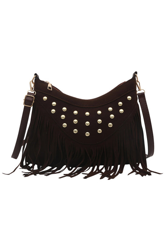 Fringe Studded Shoulder Bag