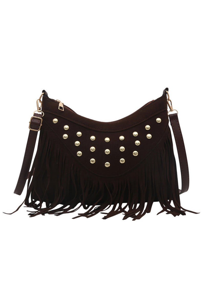 Fringe Studded Shoulder Bag