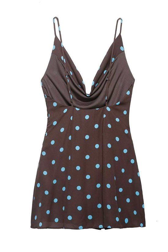 Polka Dot Cowl Neck Casual Dress