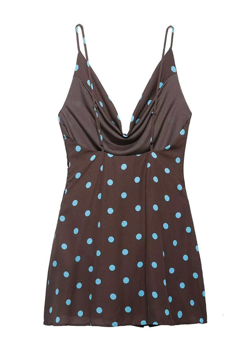 Polka Dot Cowl Neck Casual Dress