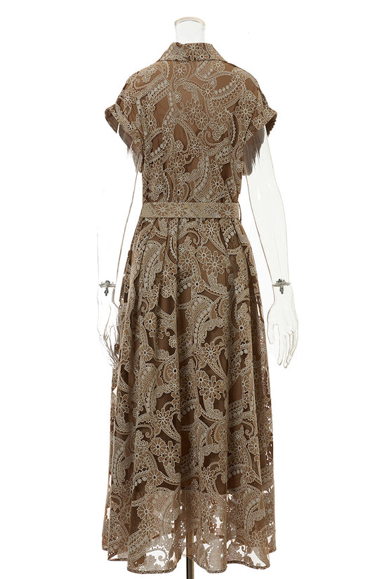 Button-Up Midi Dress with Belt