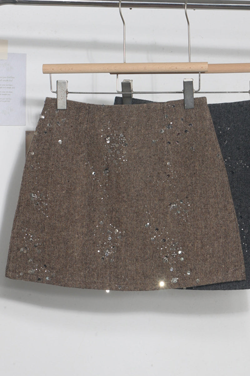 Sparkling Sequin Embellished Mini Skirt