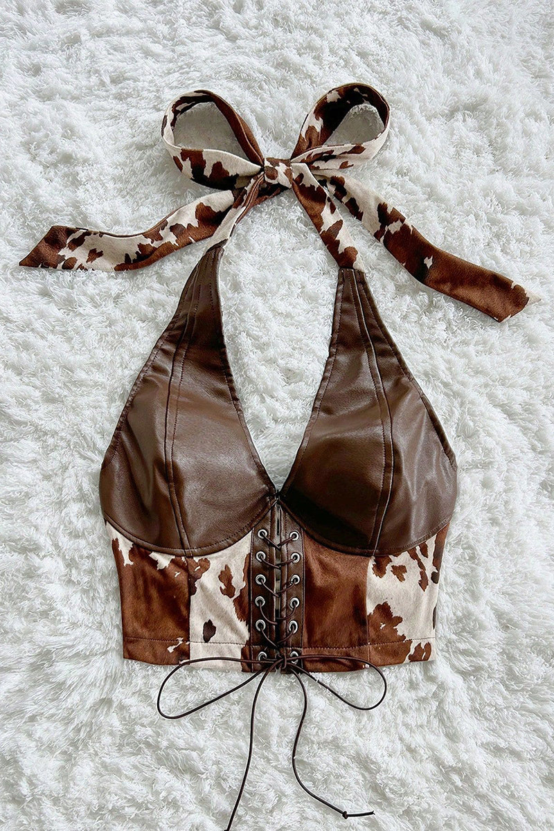 Tie Halter Corset Crop Top