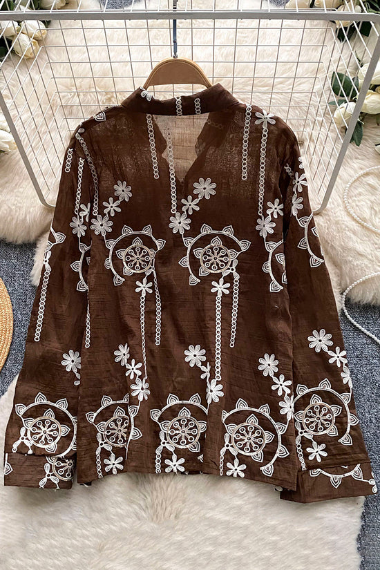 Floral Detail Long Sleeve Blouse
