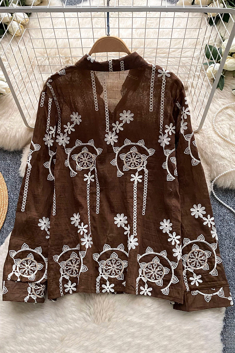 Floral Detail Long Sleeve Blouse