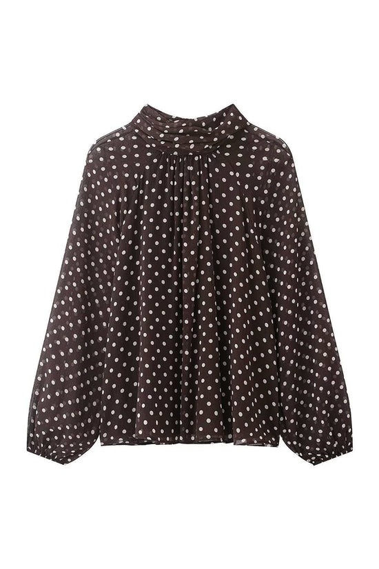 Polka Dot Bow Tie Blouse