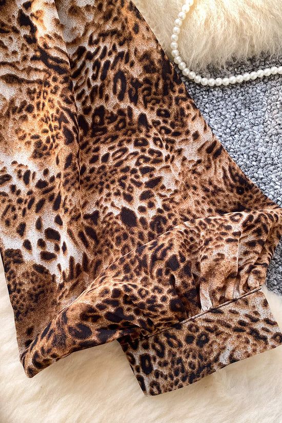 Chic Leopard Print Wrap Blouse