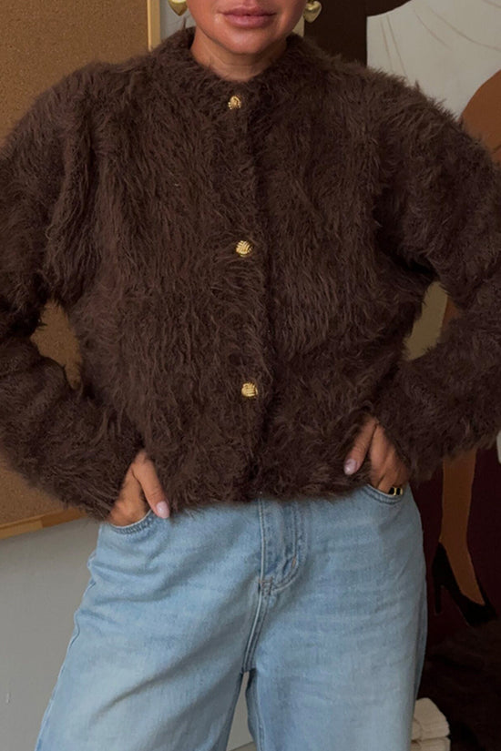 Fluffy Button-Up Cardigan