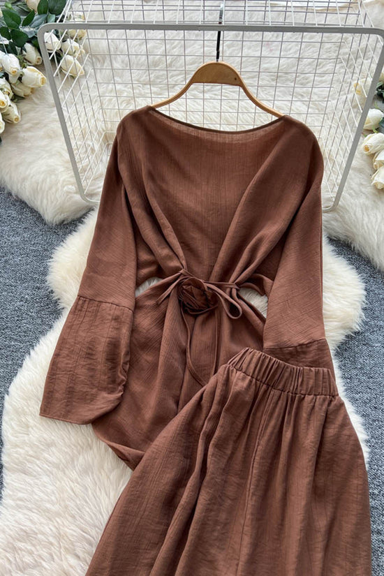 Elegant Knot Top and Wide-Leg Pants Set