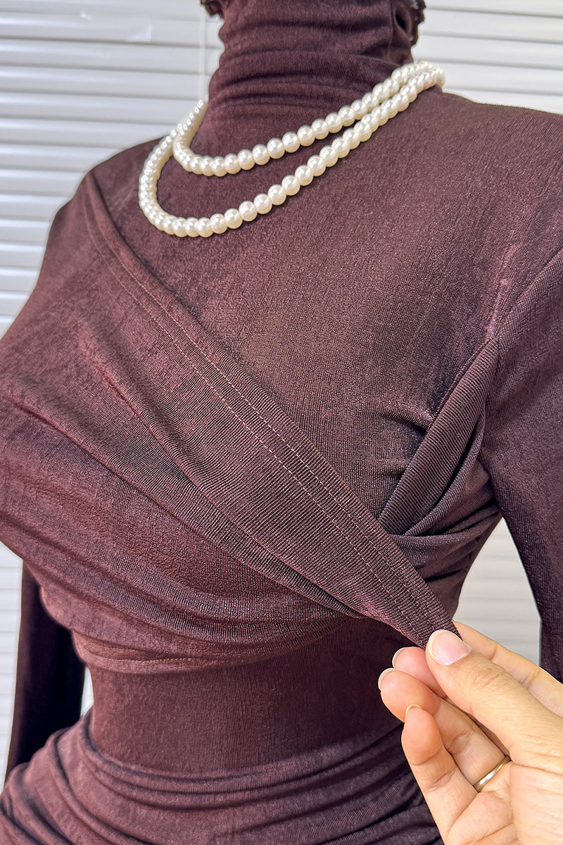 Long Sleeve Ruched Bodycon Dress