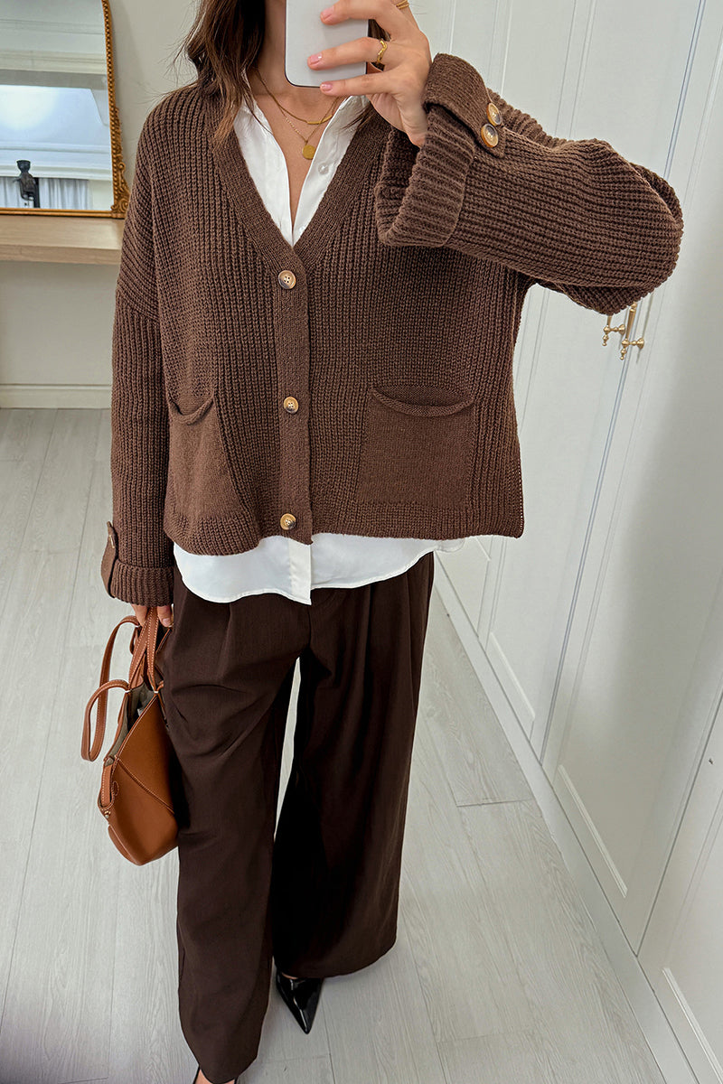 Button-Up Cardigan with Pockets