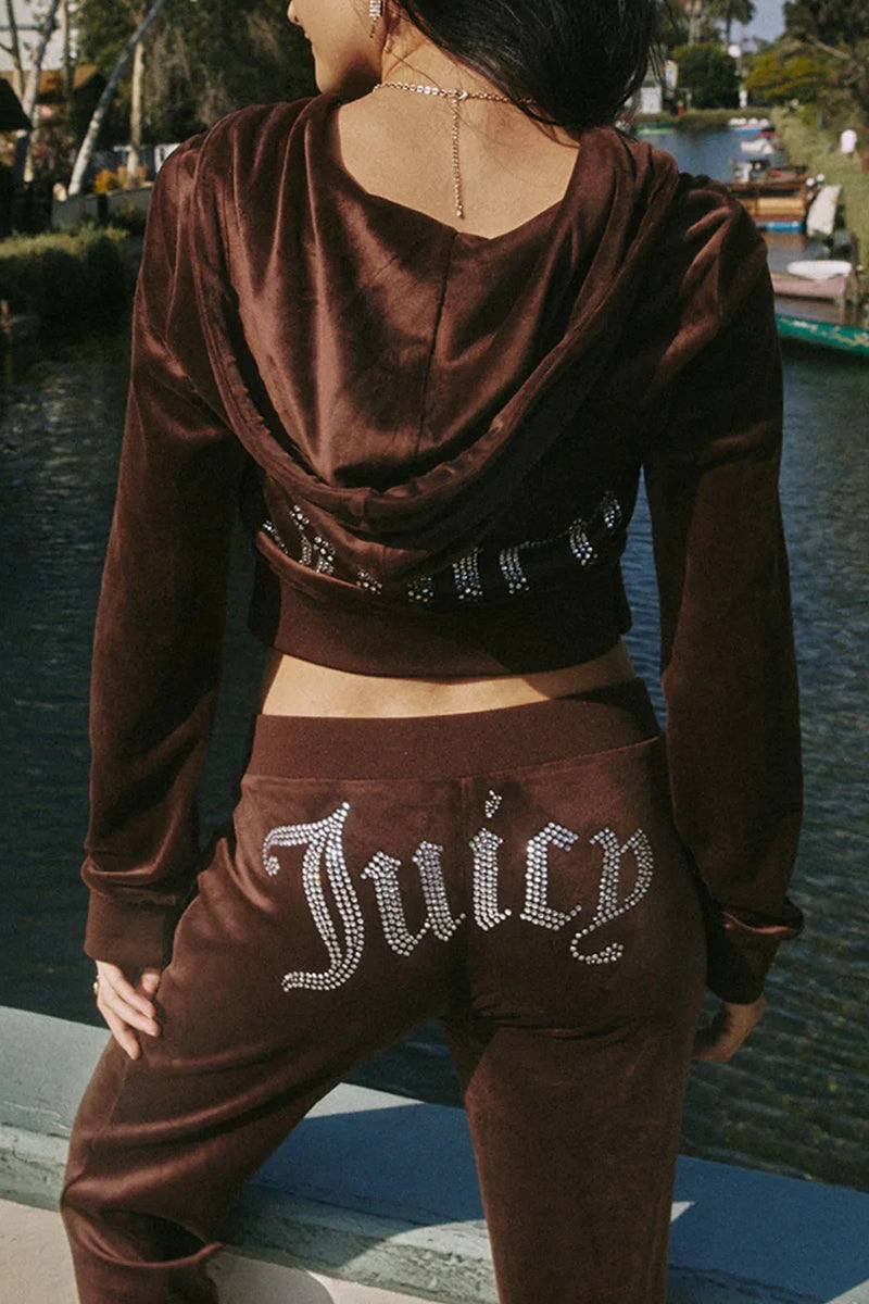 Rhinestone Hoodie Jogger Set