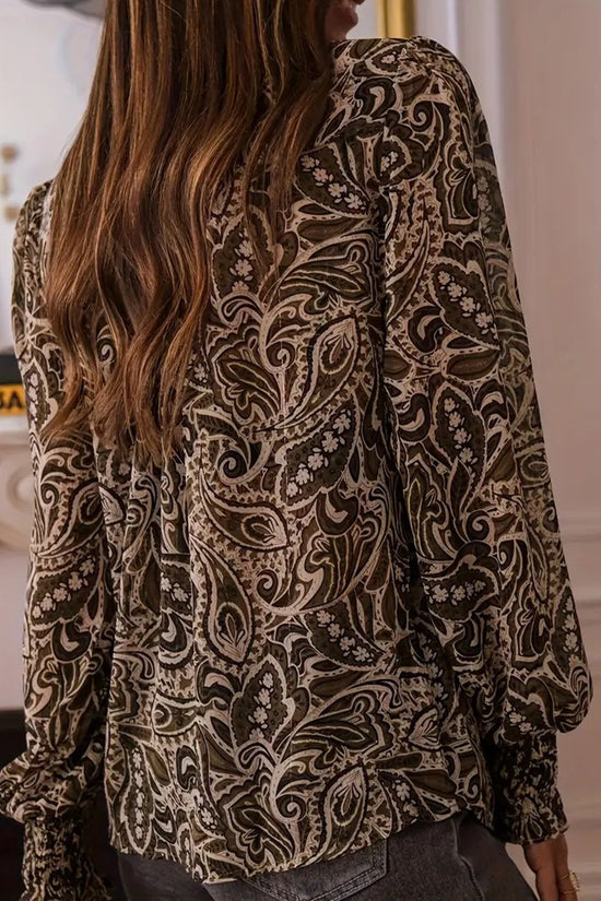 Paisley Patterned Long Sleeve Blouse
