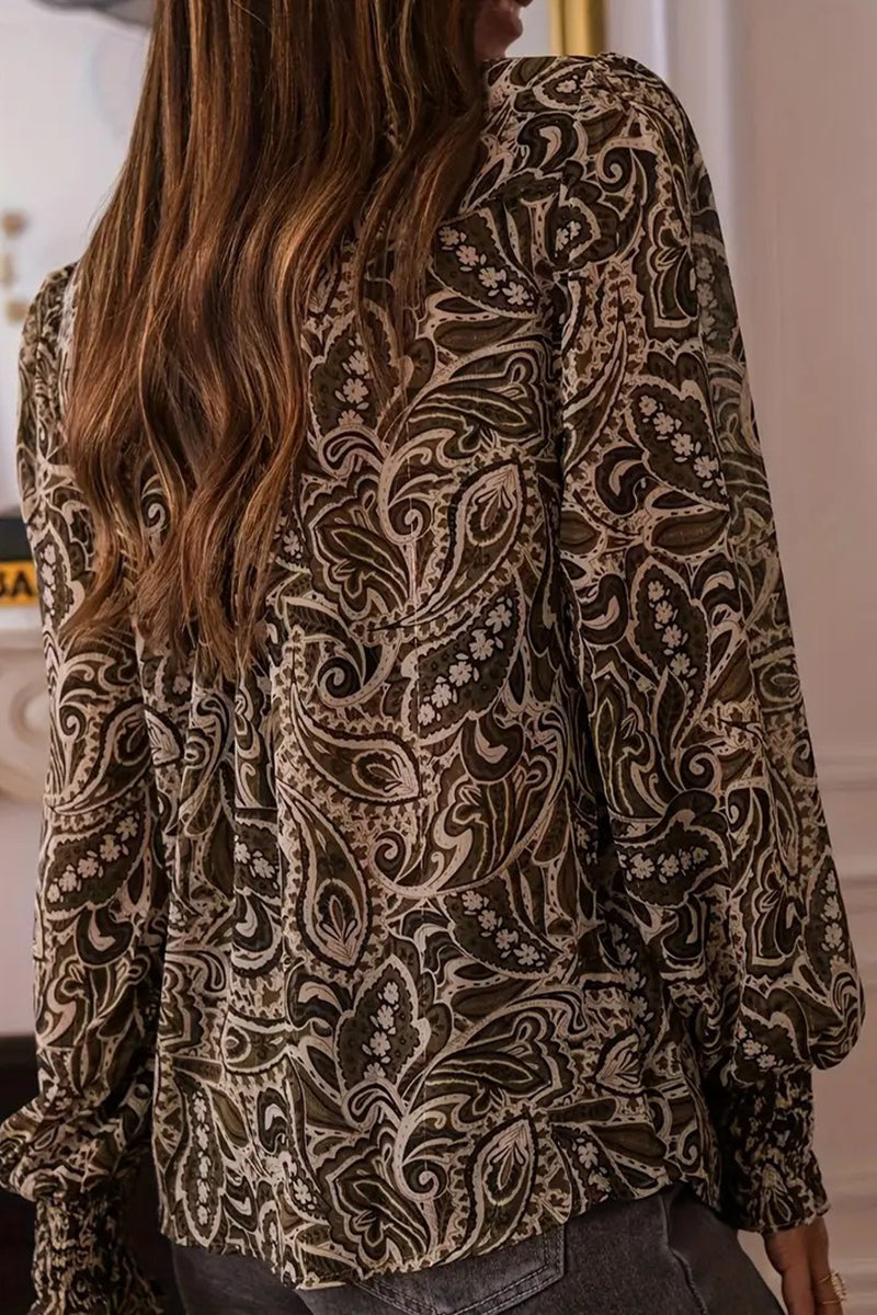 Paisley Patterned Long Sleeve Blouse