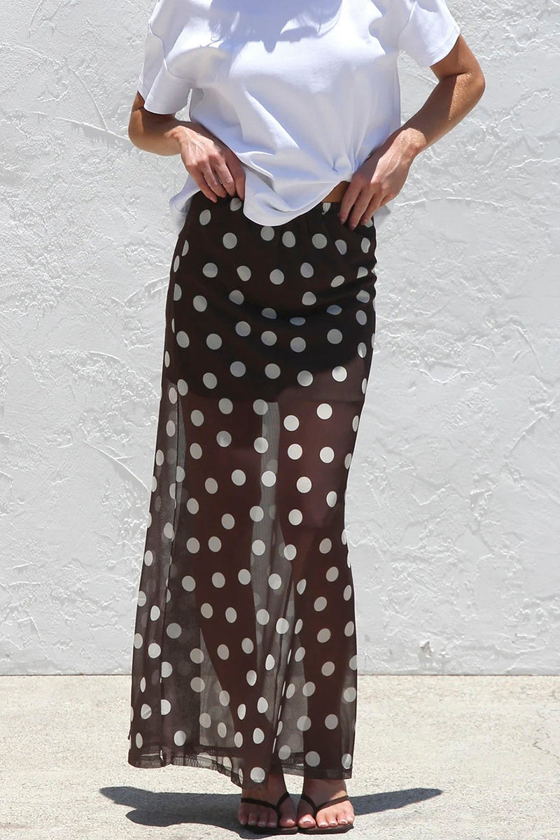 Polka Dot Sheer Midi Skirt