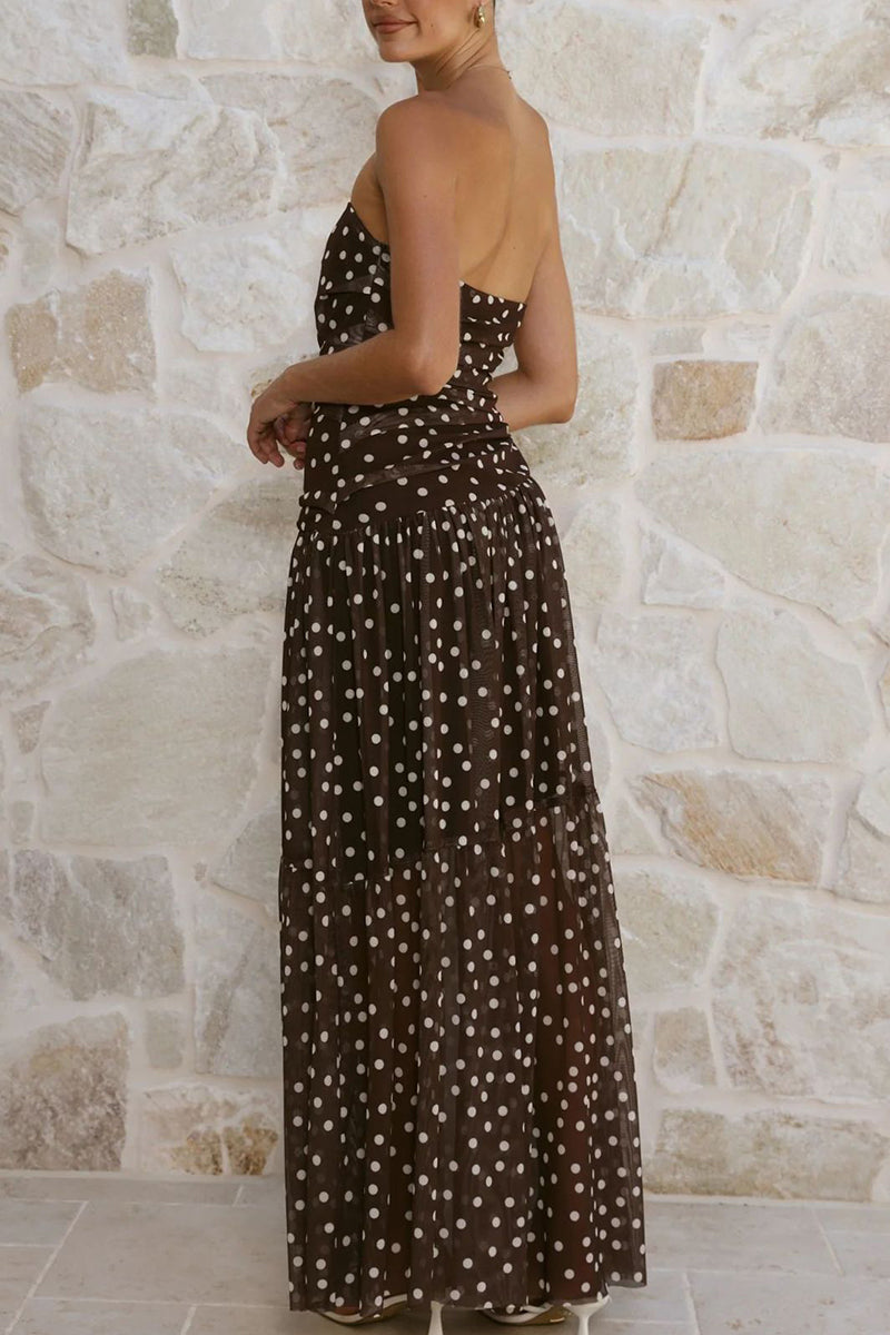 Polka Dot Strapless Maxi Dress