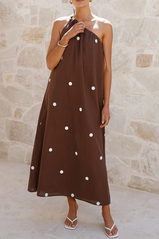 Polka Dot Halter Maxi Dress