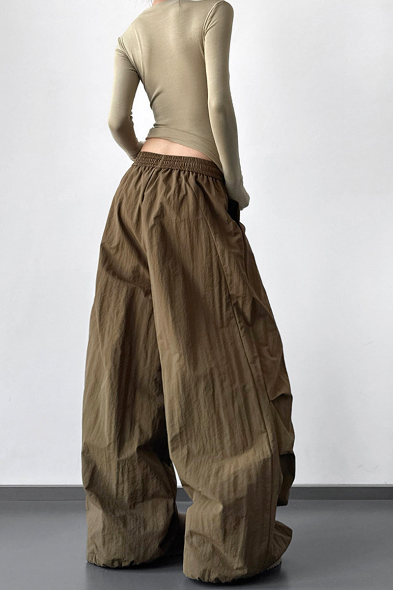 Wide-Leg High Waist Casual Pants