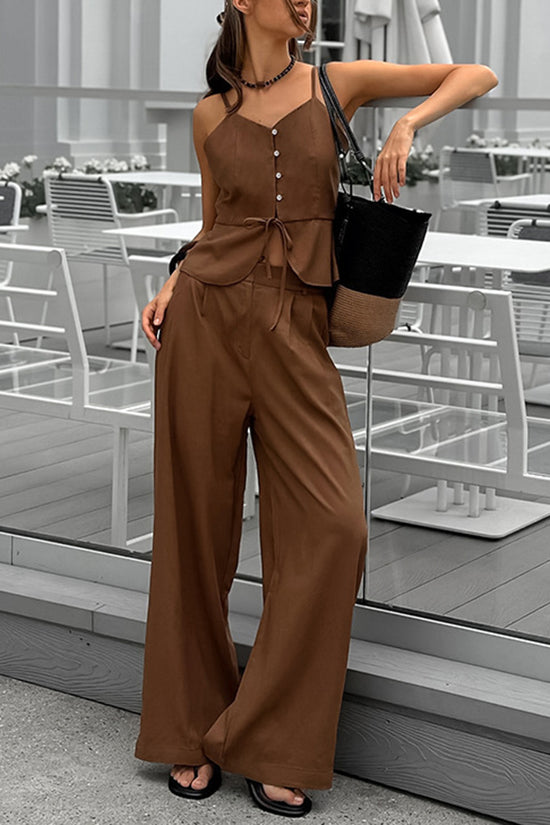 Elegant Sleeveless Peplum Pants Set