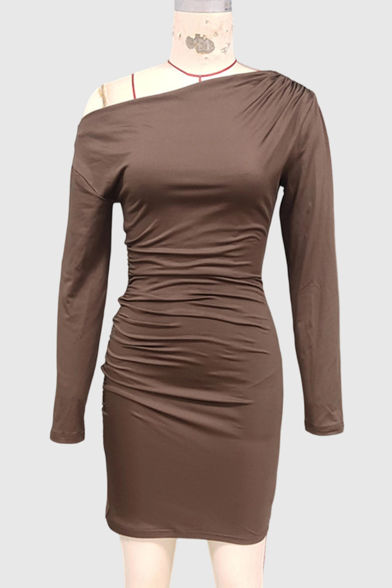 Off-Shoulder Ruched Bodycon Dress