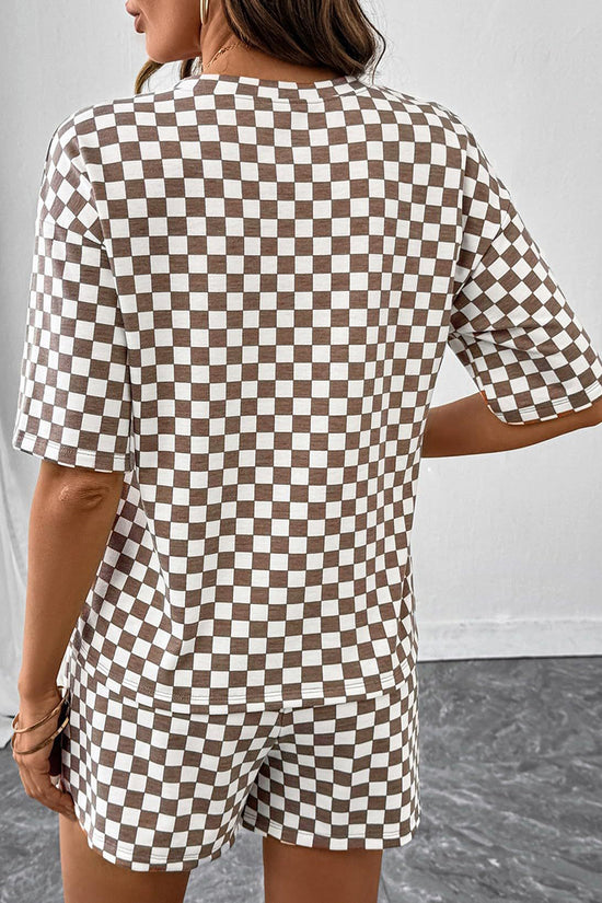 Checkered Short Sleeve Top and Shorts Set
