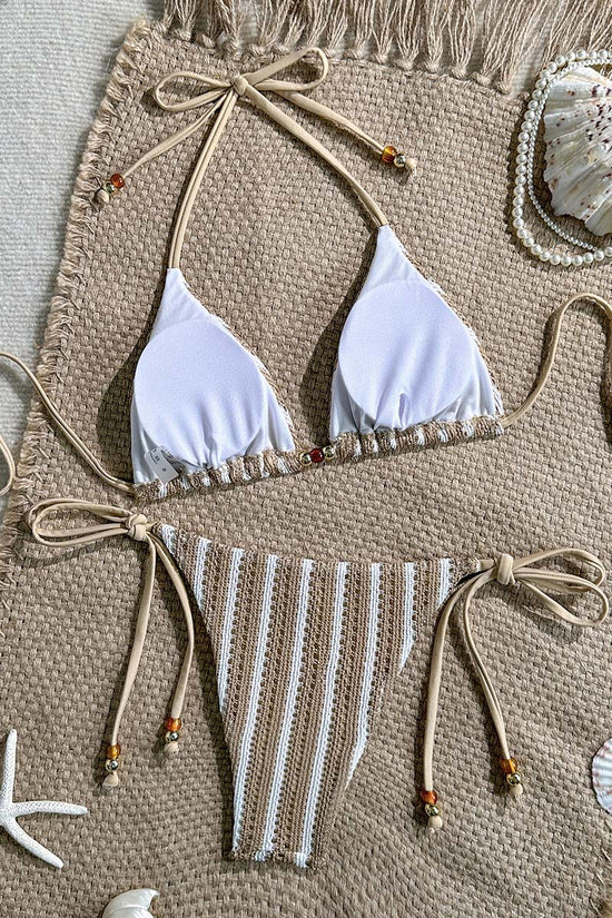 Striped Bikini Set with Tie Details